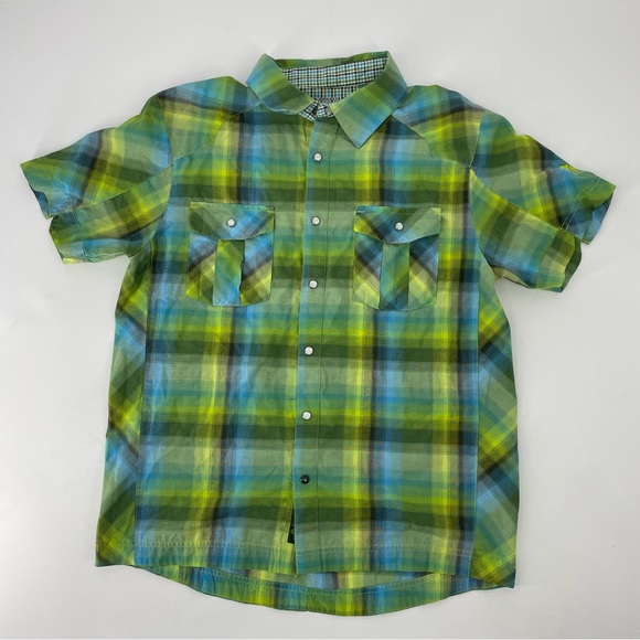 Mountain Hardwear Other - Mountain Hardwear Men's Short Sleeve Pearl Snap Green Plaid Western Shirt